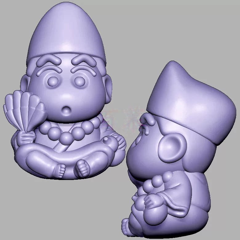 活佛济公蜡笔小新三维立体图圆雕图STL文件雕刻机3D模型2890