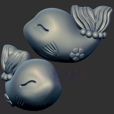 花朵海豚三维立体图3d打印stl文件圆雕图雕刻机3d模型2475