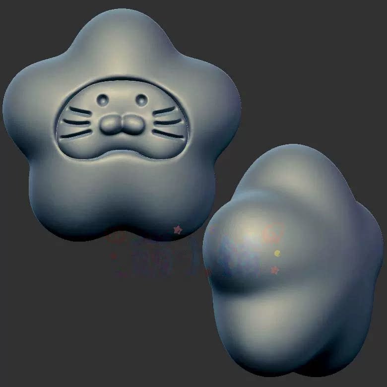 星星小猫海豹猫三维立体图3d打印stl文件圆雕图雕刻机3d模型2266