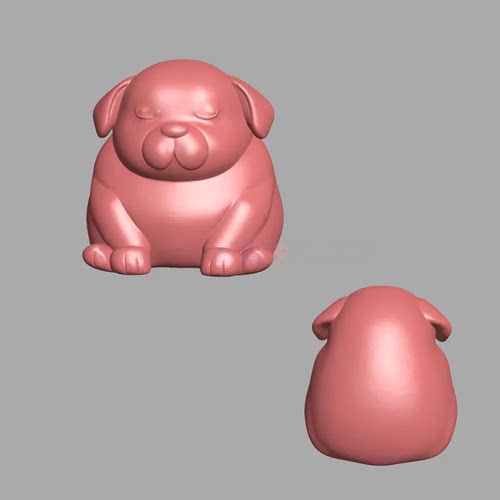 新款可爱胖狗生肖小狗坐姿狗立体圆雕图STL机雕文件3D打印素材E2