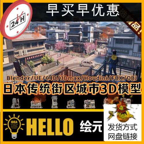 KitBash3D Japanese Neighborhooods 资产日本街区房屋建筑3D模型