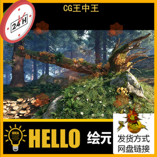 ue5虚幻5.0-5.5+影视梦幻室外野外蘑菇森林树木花草地形材质环境