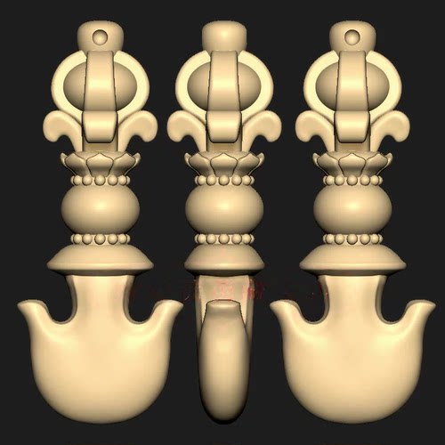 刀法器降魔杵金刚钺刀三维立体图圆雕图STL文件雕刻机3D模型3232