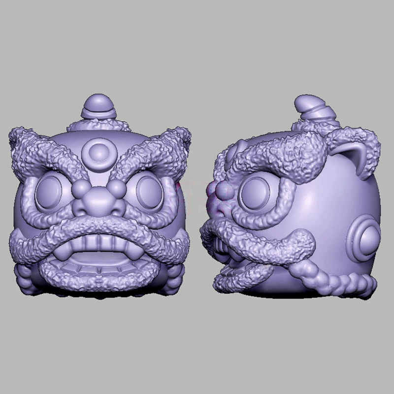 醒狮头舞狮头三维立体图圆雕图STL文件电脑雕刻机3D打印模型2646