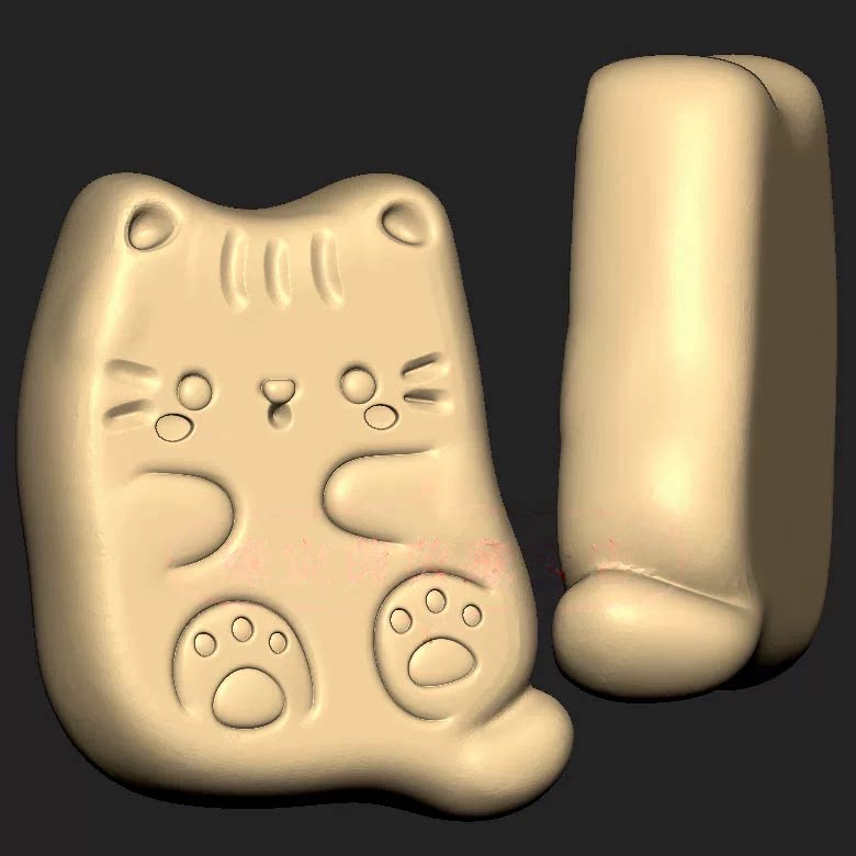 小猫饼干萌宠小猫咪三维立体图圆雕图纸stl文件雕刻机3d模型249