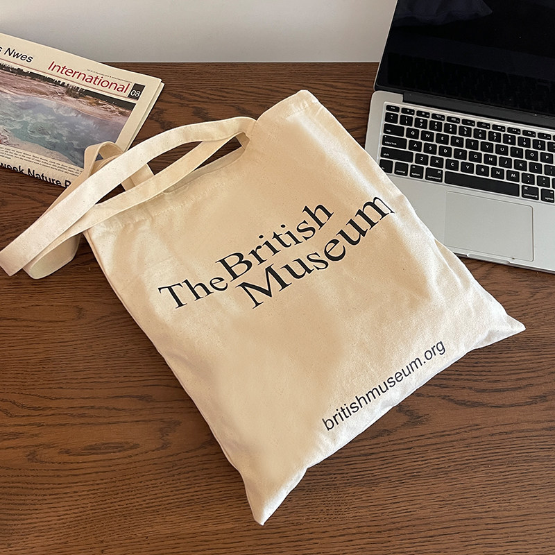 大英博物馆ins同款thebritishmuseum帆布包布袋学生文艺单肩包女