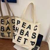 简约字母单肩帆布包大容量托特包学生小众藤姐同款 Lost Chill