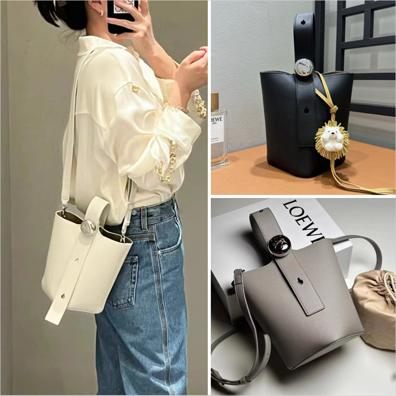 明星同款新款女包高级感水桶包真皮牛皮手拎包休闲时髦单肩斜挎包