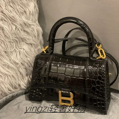 2025新法国轻奢品牌鳄鱼纹沙漏包女真皮高级感时尚单肩斜挎手提包
