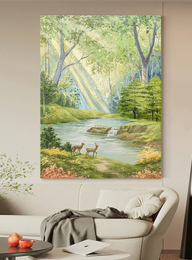 HESD.ART手绘油画《浪漫童话》客厅沙发背景墙装饰画福禄双全挂画