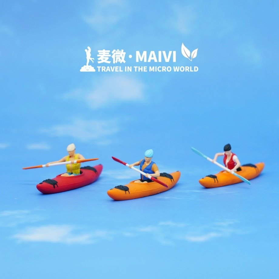1:64麦微人偶 皮划艇冲浪沙滩微景观摆件微缩模型配沙盘场景小人
