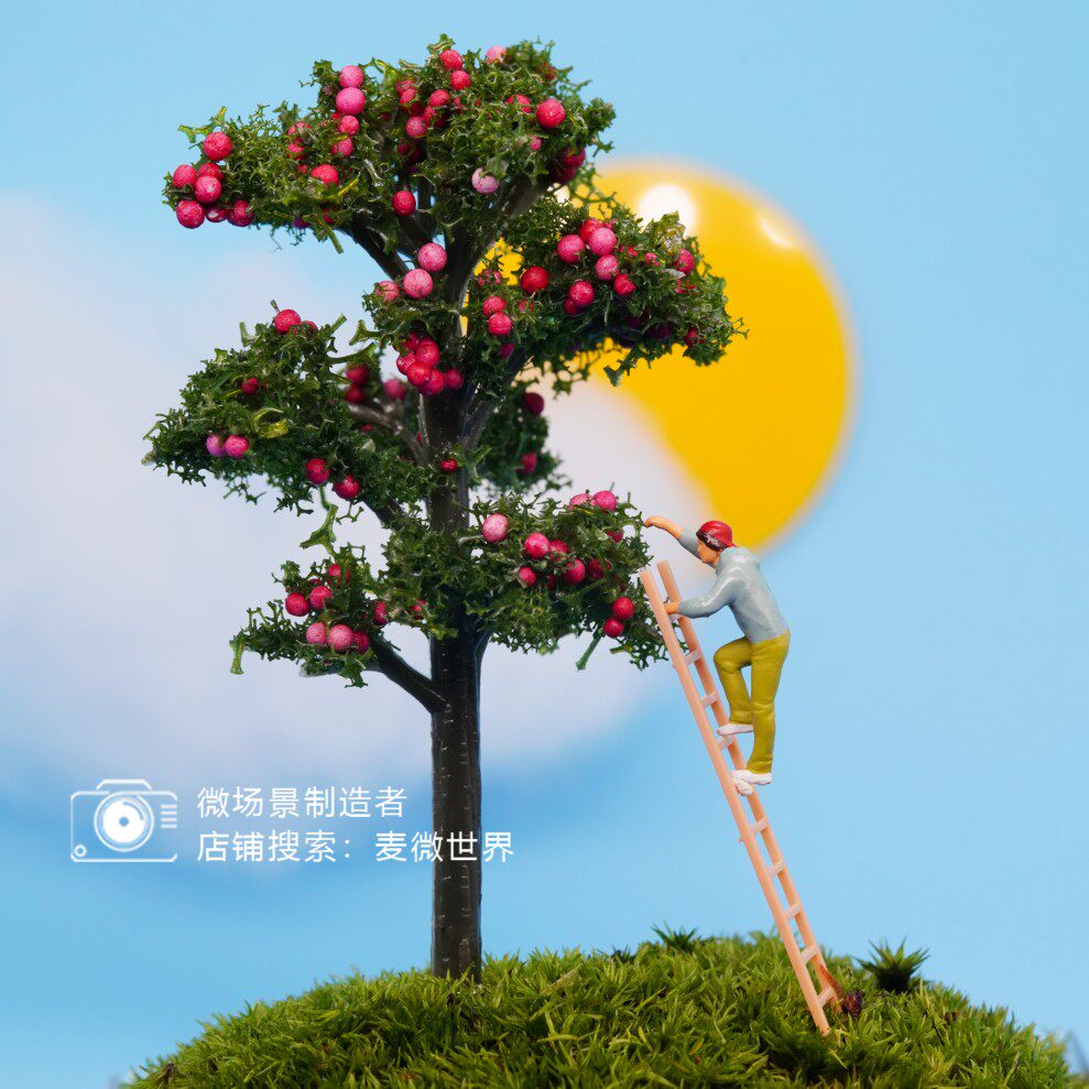麦微世界爬梯人偶苔藓微景观装饰摆件微缩场景模型1:87ho小人道具