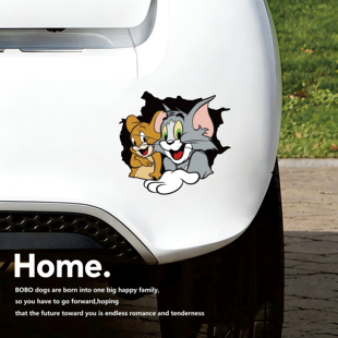 猫和老鼠汽车贴纸遮丑补洞凹坑遮挡遮盖掉漆修补车身装 图案 饰个性