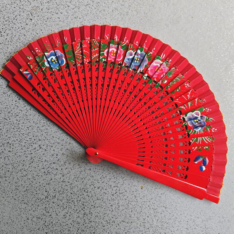 红色扇子双面西班牙舞蹈扇旗袍走秀表演折扇折叠扇古风舞扇广场舞