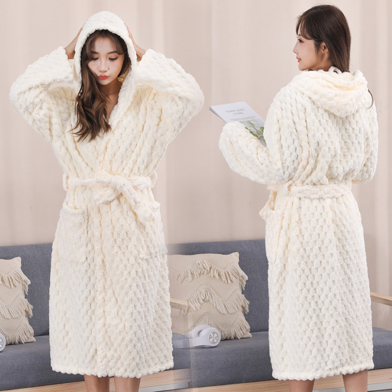 珊瑚绒加长加厚款浴袍睡袍睡衣