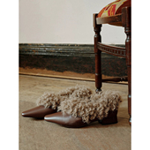 女保暖低跟秋冬款 rommors绵密包裹感 慵懒提格拉多羊卷毛单鞋