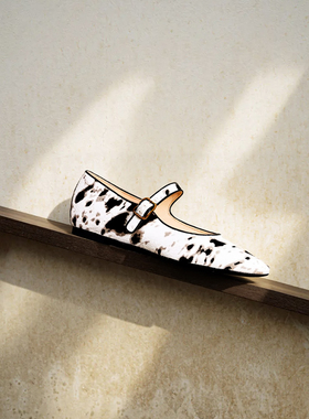 Ls' rommors 胎马毛 真皮底 名媛风豹纹玛丽珍鞋女一字扣带小单鞋