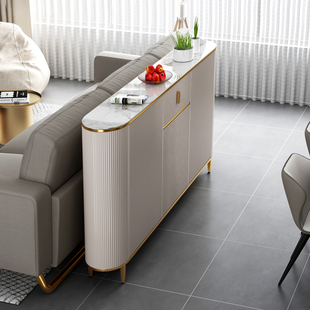 超薄餐边柜现代简约轻奢客厅储物柜子沙发靠背柜家用窄茶水柜实木