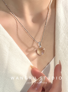 纯银项链女款高级感轻奢小众天然白水晶锁骨链简约百搭送闺蜜礼物