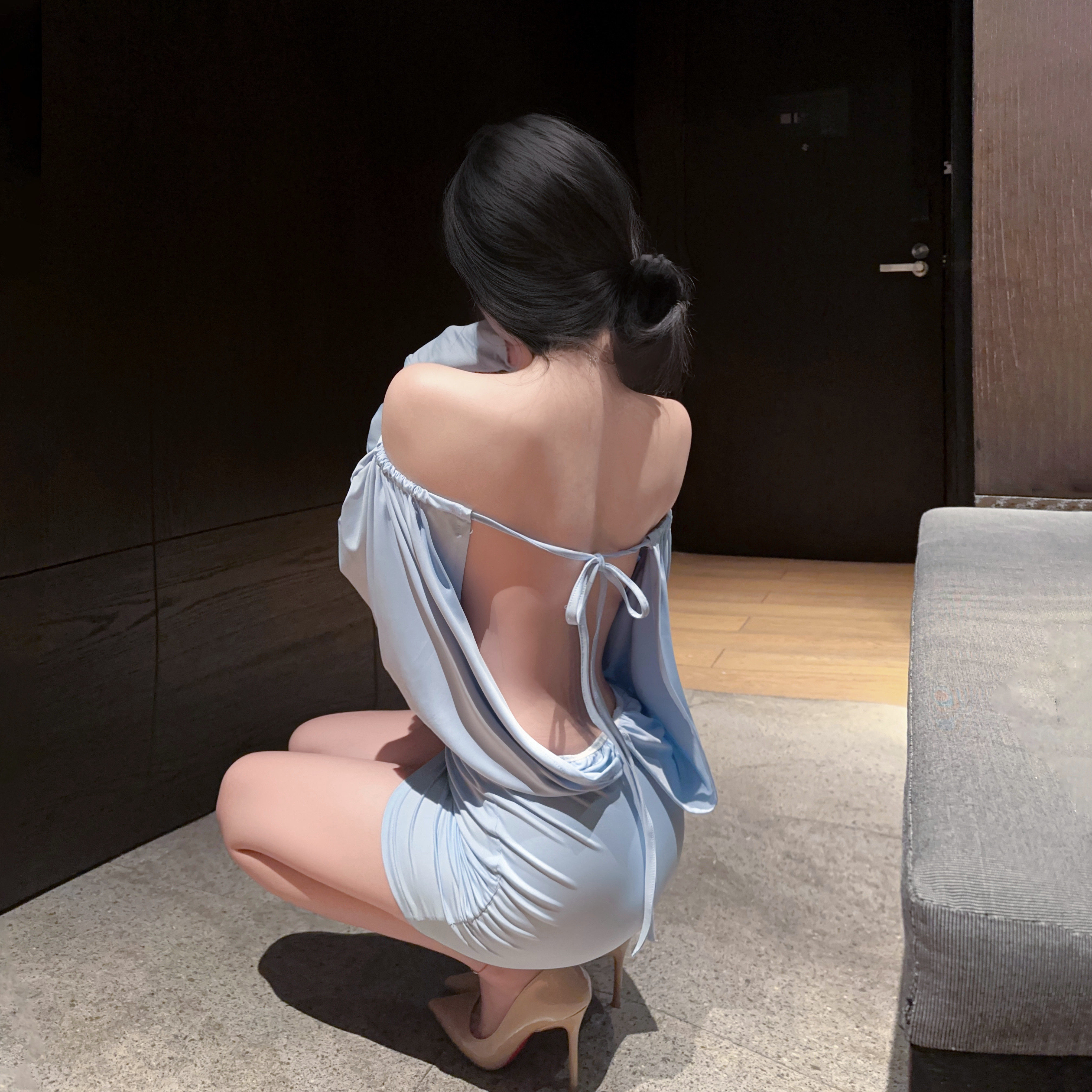 露背包臀睡裙约会战袍
