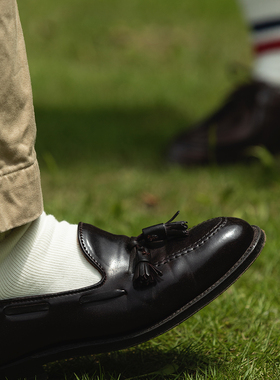 FABRIC SHOP “TAKE IVY”系列 绅士学院粗棉毛圈袜 米白红蓝双色