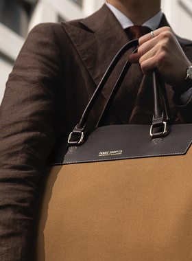 FABRIC SHOP 日本帆布配小牛皮 高级差旅西装包 定制西装袋