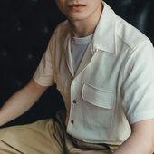 SHOP 白衬衫 泡泡纱古巴领衬衫 夏季 FABRIC 内搭短袖 男女 休闲西装