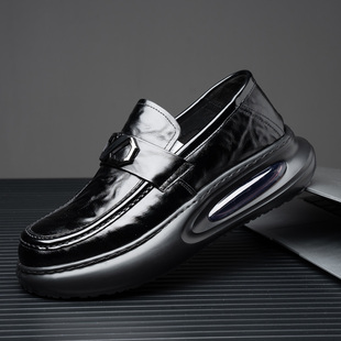 兽霸男鞋2025新款真皮软底豆豆鞋男平底单鞋一脚蹬懒人通勤乐福鞋