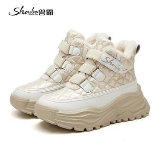 兽霸厚底加绒加厚老爹鞋子女ins潮2025冬季新款运动休闲高帮棉鞋