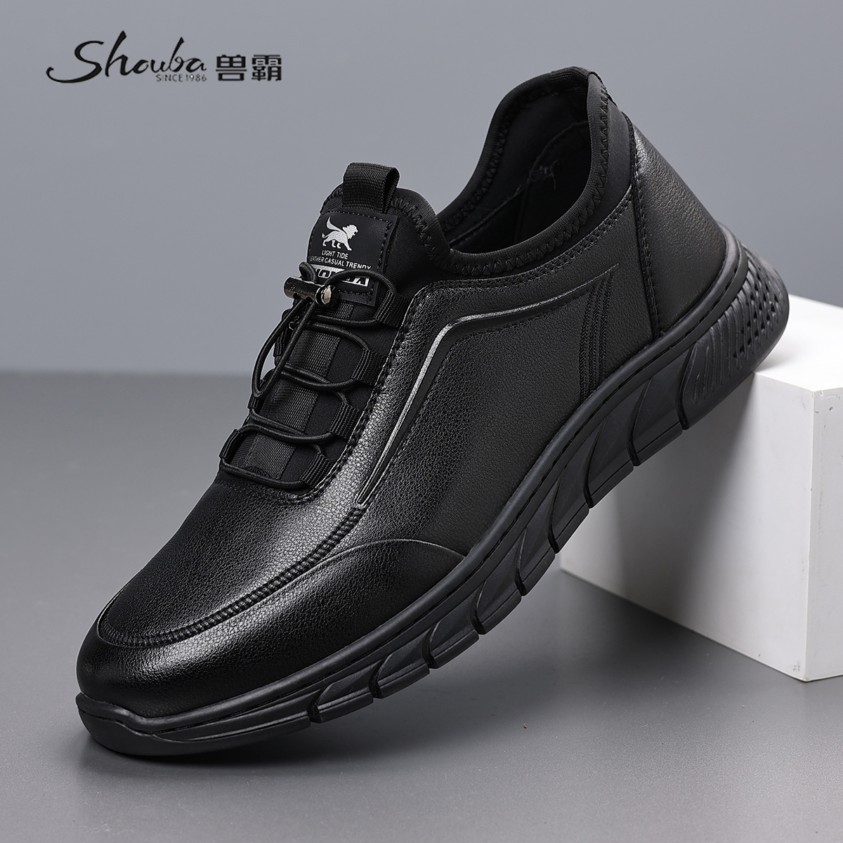兽霸2025年新款低帮休闲皮鞋软底