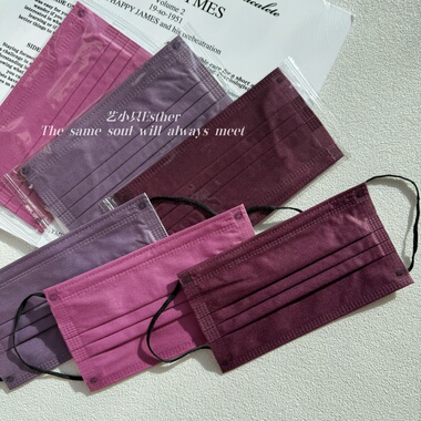 香港纯紫色系黑绳口罩深梅紫红色澳门一次性透气显白高级颜值面罩