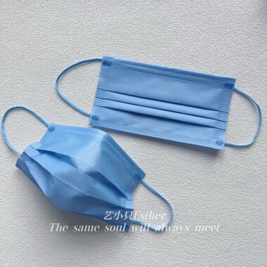 雾霾蓝色口罩纯浅蓝色独立一次性时尚显白透气高颜值质感新品面罩