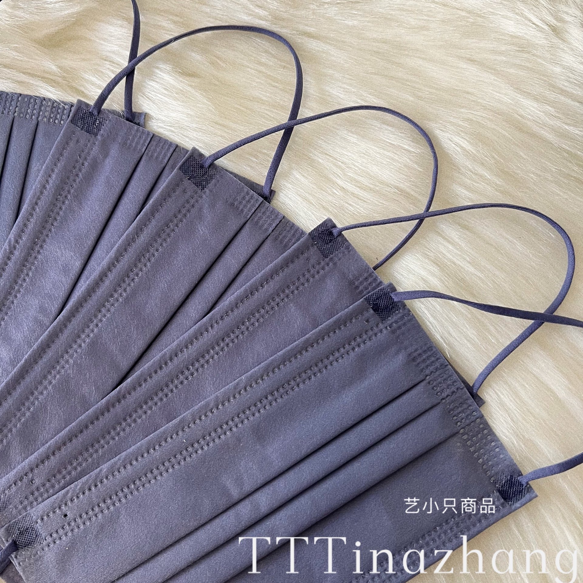 军蓝深蓝色口罩莫兰迪色高级感一次性三层透气无纺布独立包装新品