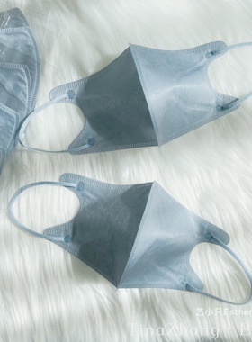 纯雾霾蓝色3d立体口罩莫兰迪蓝色成人独立两层透气夏薄款高级颜值