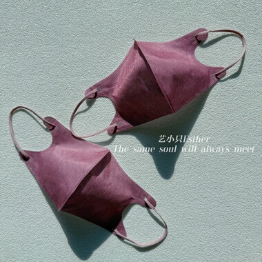 2026复古玫瑰粉紫色3d立体口罩纯紫色一次性三层成人透气高颜时尚