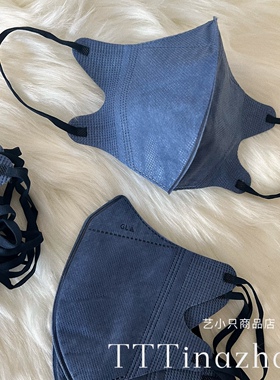 梵高藏蓝色3d立体口罩复古色透气一次性三层黑耳绳深蓝高级感颜值
