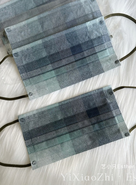 香港复古口罩格子印花澳门情侣一次性三层透气独立包装高级感颜值