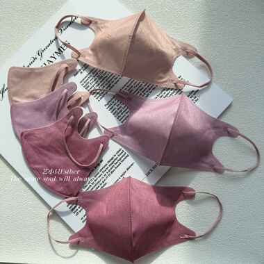 纯玫瑰粉紫色3d立体口罩紫色一次性透气独立高颜质感时尚显白面罩