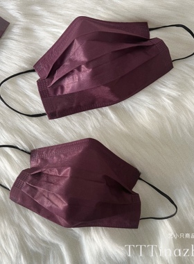深枣红色口罩纯黑色耳绳独立装成人一次性透气酒红色高级颜值Mask