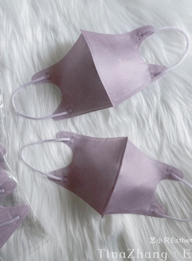 迷迭紫纯色3d立体口罩淡紫丁香紫色成人二层透气夏季薄款高级颜值