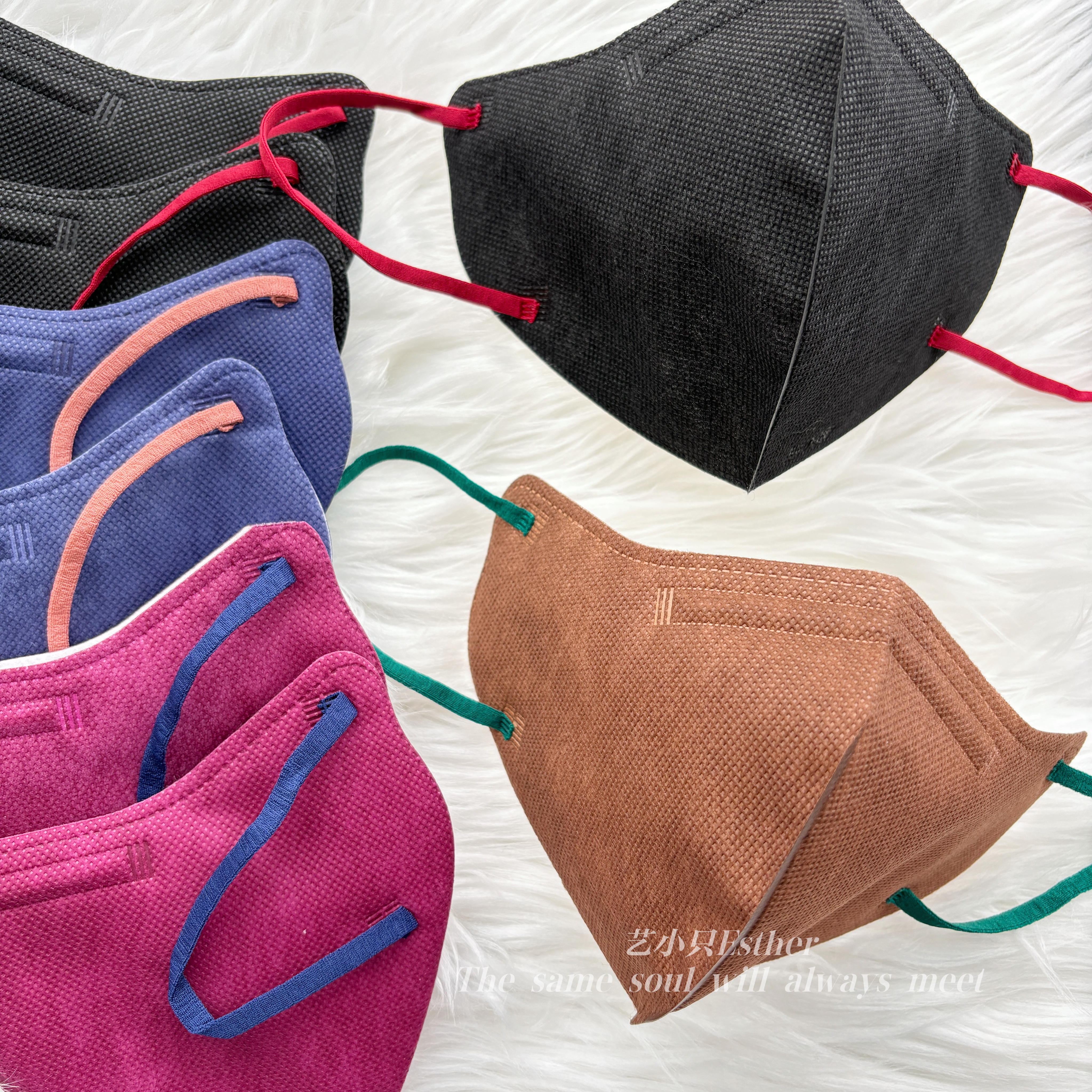 香港新款纯咖棕褐色3d立体口罩复古美拉德色四层保暖透气高颜显白