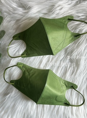 纯抹茶军绿色3d口罩深海绿色成人一次性三层透气独立包装高级颜值