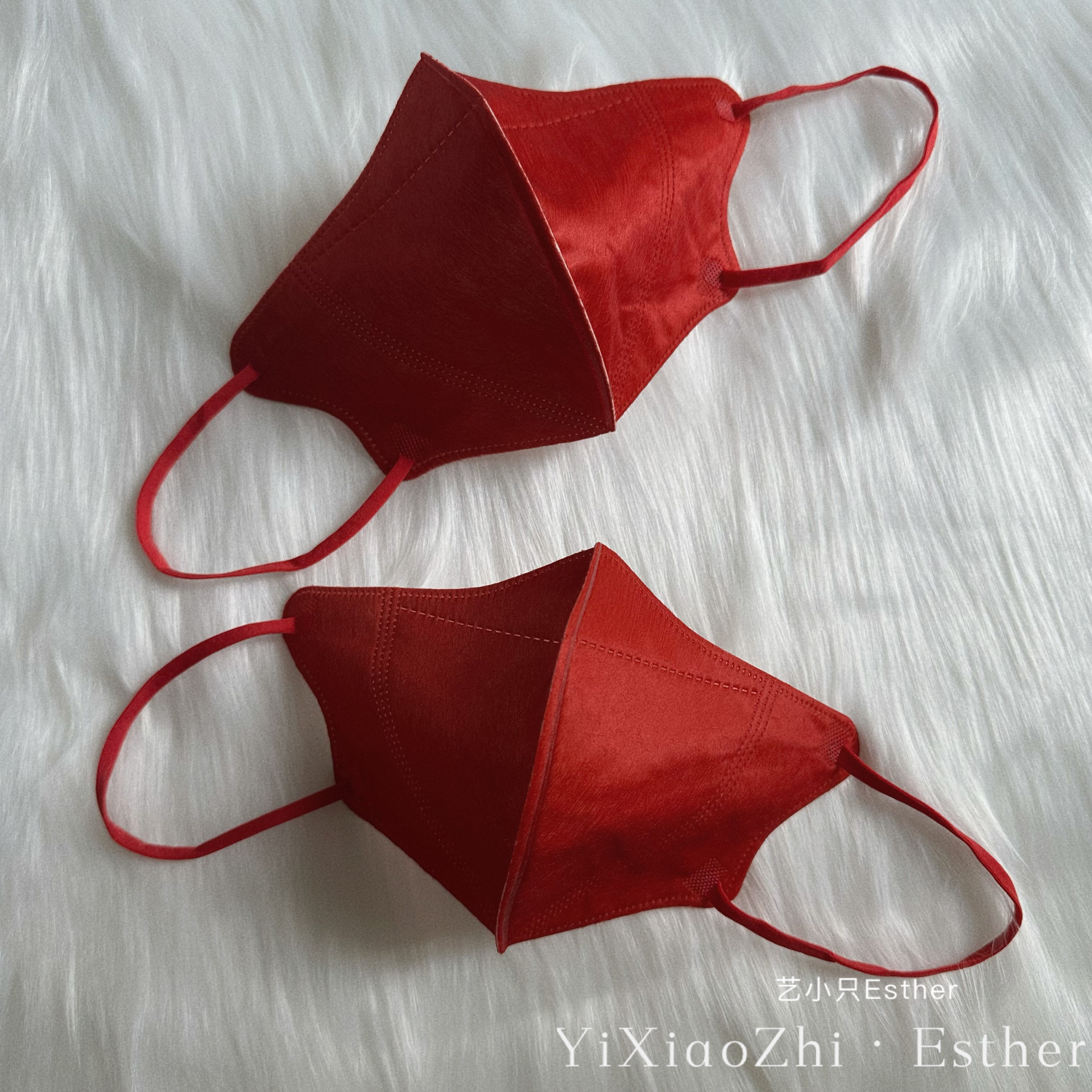 纯血红色3d立体口罩新年大红暗红色成人透气薄款独立包装高级颜值