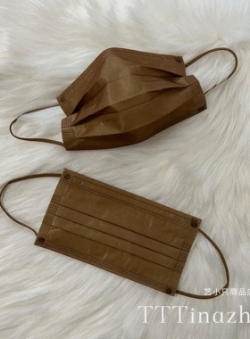 纯咖啡深棕褐色口罩巧克力大地色一次性三层透气独立包装成人新品