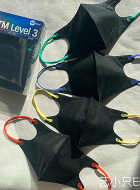 香港立体3d纯黑色口罩medeis彩绳纯黑色一次性透气薄成人透气高颜