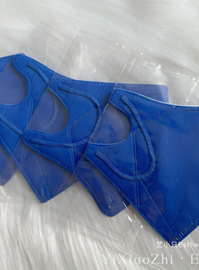 宝蓝纯色3d立体口罩克莱因深蓝色一次性薄款两层独立透气高级颜值