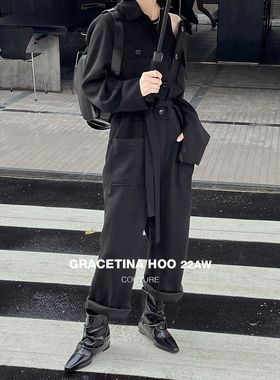 GRACETINA HOO小香风连体裤女秋季新款时尚设计感工装超酷连体衣