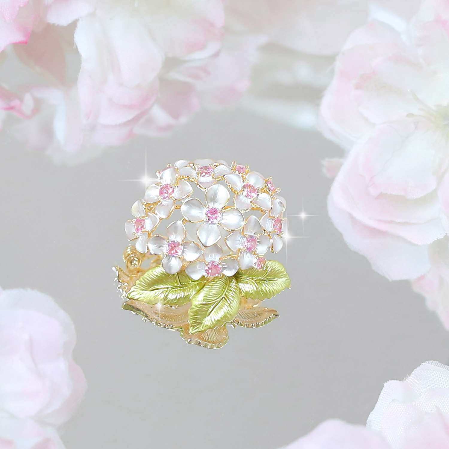 清新绣球花胸针少女粉花朵胸针