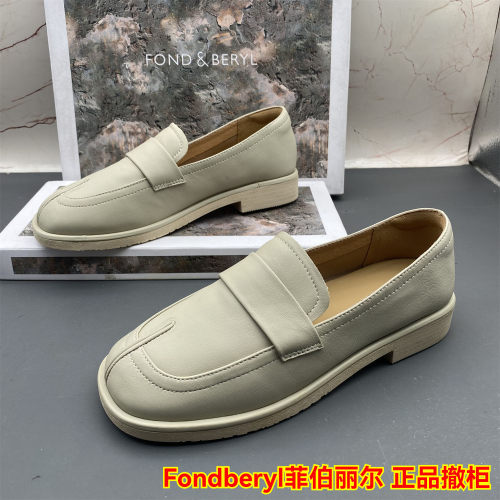 Fondberyl/菲伯丽尔撤柜断码羊皮女鞋平跟防滑中口圆头时尚乐福鞋
