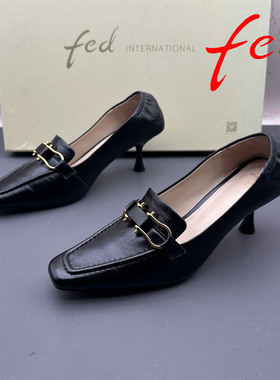 36码fed/艾芙伊迪撤柜羊皮女鞋尖头细跟高跟浅口气质时尚优雅单鞋